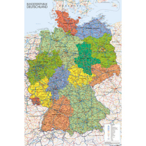 Harta politica a Germaniei Poster, (61 x 91,5 cm)