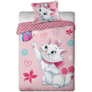 Lenjerie de pat pentru copii Pisică Maria cu fluture, 140 x 200 cm, 70 x 90 cm