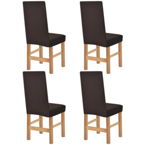 Husă elastică pentru scaun, 4 buc, dungi late, maro