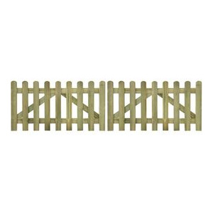 Poartă din scânduri de gard din lemn tratat 300 x 80 cm, 2 buc