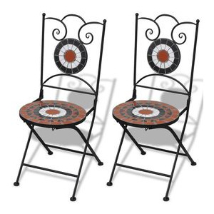 Set de 2 scaune din mozaic, culoare teracota și alb