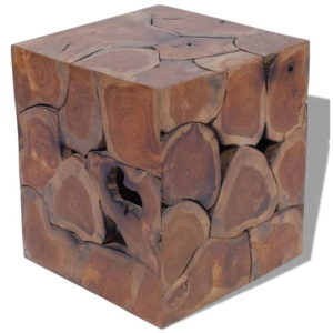 Taburet din lemn de tec masiv 40 x 40 x 45 cm
