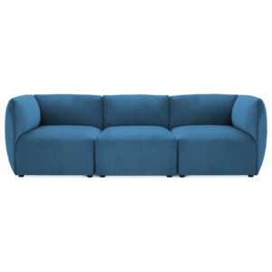 Canapea modulară cu 3 locuri Vivonita Velvet Cube, albastru