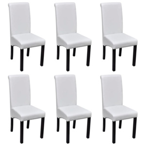 VidaXL Set scaune bucătărie piele artificială, alb, 6 buc