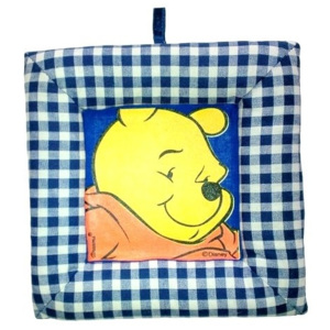 Tablou textil pentru perete Winnie the Pooh, carouri albastru inchis