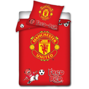 Lenjerie de pat pentru copii Manchester United roşu, 100 x 135 cm, 40 x 60 cm