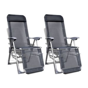 Set 2 scaune camping reglabile cu suport picioare
