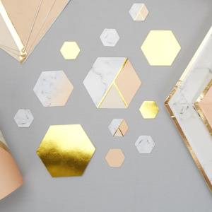 Set 100 decorațiuni din hârtie pentru masă Neviti Gold Colour Block Marble