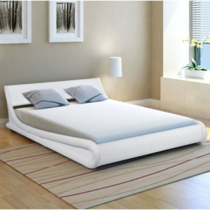 Cadru de pat ondulat, piele artificială, 140 x 200 cm, alb