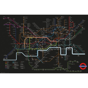 Transport For London - Black Map Poster, (91,5 x 61 cm)