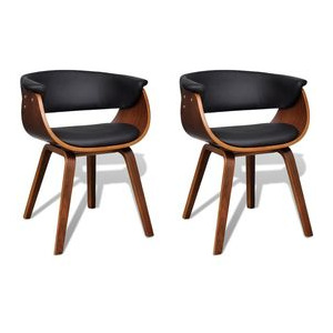 Set 2 scaune din piele artificială și lemn