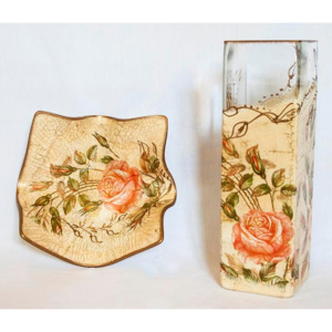 Set vaza si platou Colectia Vintage English Roses