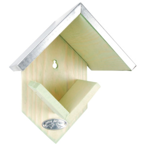 Suport din lemn cu acoperiș zincat pentru hrănit păsări Esschert Design, înălțime 19,5 cm