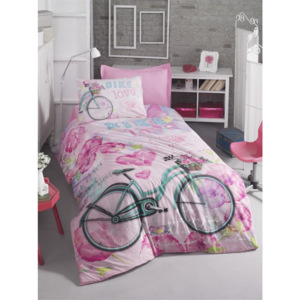 Lenjerie de pat cu cearșaf Bike, 160 x 220 cm