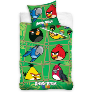 Lenjerie din bumbac pentru copii Angry Birds Green, 140 x 200 cm, 70 x 80 cm