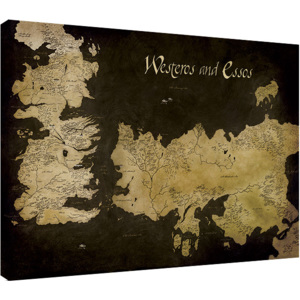 Game of Thrones - Westeros and Essos Antique Map Tablou Canvas, (80 x 60 cm)