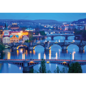 City Prague River Bridges Fototapet, (250 x 104 cm)