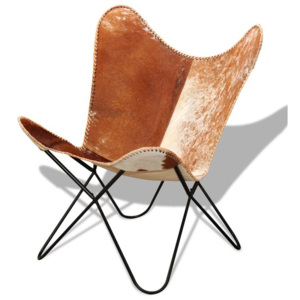 Scaun din piele naturală de vacă, model fluture, aspect retro vintage