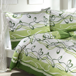 Lenjerie de pat din bumbac Twist de culoare verde lungime standard