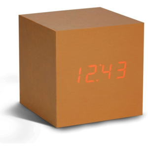 Ceas deșteptător cu LED Gingko Cube Click Clock, arămiu - roșu