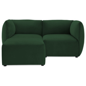 Canapea modulară cu 2 locuri și suport pentru picioare Vivonita Velvet Cube, verde smarald
