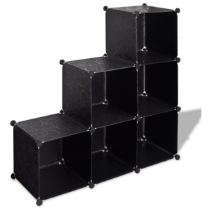 Dulap modular cub cu 6 compartimente 110 x 37 cm, negru