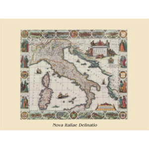 Map of Italy - vintage Reproducere, Mappe, (80 x 60 cm)
