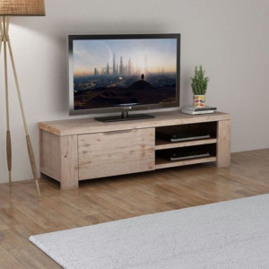 Comodă TV din lemn masiv de salcâm șlefuit 140x38x40 cm