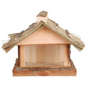 Suport pentru hrănit păsări cu acoperiș din paie Esschert Design, înălțime 22,8 cm