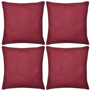 Huse de pernă din bumbac, 80 x 80 cm, roșu burgund, 4 buc