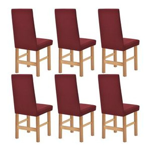 Husă elastică pentru scaun, burgundy striat, 6 buc