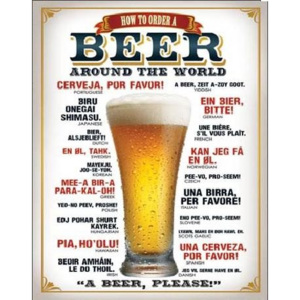 BEER - How to Order a Beer Placă metalică, (31,5 x 40 cm)