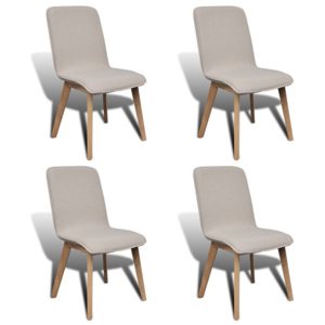 Set 4 scaune de interior din lemn stejar și stofă, Bej