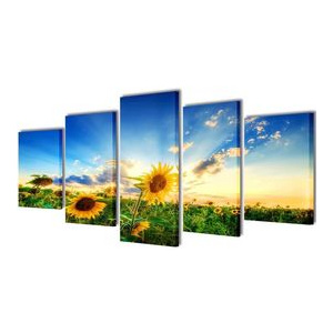 Set tablouri pânză cu imprimeu floarea soarelui, 100 x 50 cm