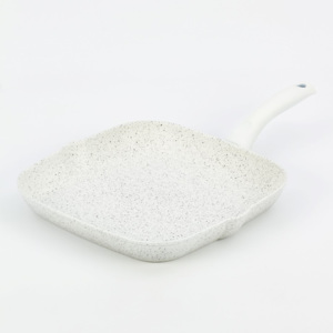 Tigaie de grătar cu mâner alb Bisetti Stonewhite, 28 x 28 cm
