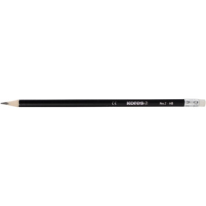 Creion grafit Kores Grafitos HB, cu radiera, 12 buc/cutie
