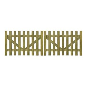Poartă din scânduri de gard din lemn tratat 300x100 cm, 2 buc