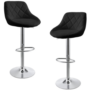 [en.casa]® 2 x scaune bar design capitonate Model 2 - fara cotiere, rotative, inaltime reglabila, imitatie piele - negru