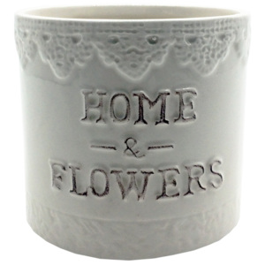 Ghiveci, model Home&Flowers, ceramica, alb, 10cm