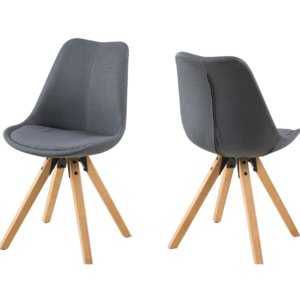 Set 2 scaune tapitate cu stofa Dima Dark Grey/Oak