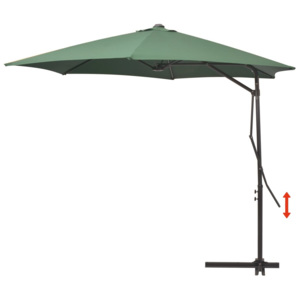 Umbrelă de soare suspendată, stâlp oțel, 300 cm, verde