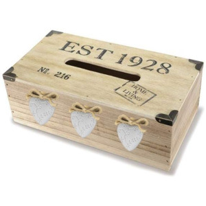 Cutie de lemn pentru servetele cu inimi ceramica