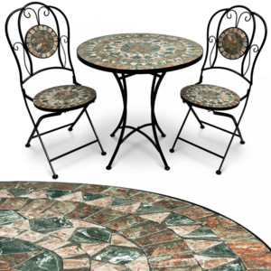 SEGM208 - Set Masa si scaune pliante Mozaic gradina, terasa, balcon - Maro/Verde