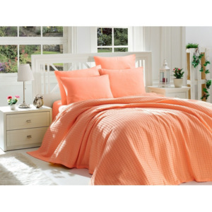 Set din bumbac pentru dormitor Orange Pique, 160 x 240 cm, portocaliu