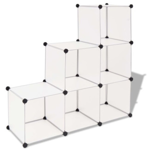 Dulap de depozitare tip cub, cu 6 compartimente, alb