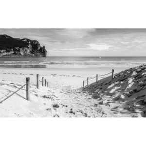 Tablou canvas: Plajă nisipoasă (alb-negru) - 75x100 cm