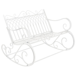 [casa.pro]®.Scaun balansoar pentru gradina,din metal, pentru 2 persoane - vintage,85 x 113 x 95 cm,alb
