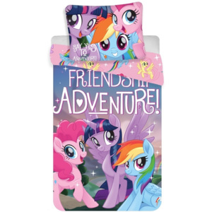 Lenjerie de pat din bumbac, pentru copii,My Little Pony Friendship adventure, 140x200 cm, 70x90 cm