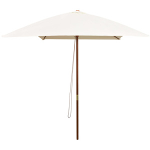 Umbrelă de soare cu stâlp lemn, 200 x 300 cm, alb crem