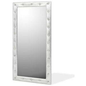 Oglindă perete, piele artificială, 60x120 cm, argintiu lucios